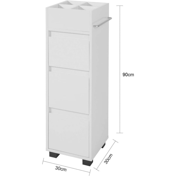 Rootz White Badrum - Skåp Badrum - Förvaringsskåp med 3 lådor
