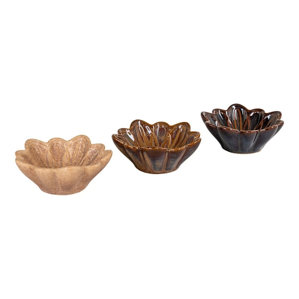 Rootz -uppsättning av 3 keramiska skålar - beige/brun bordsartiklar - skåluppsättning - hållbar design - Ø8,5 cm x 3,5 cm