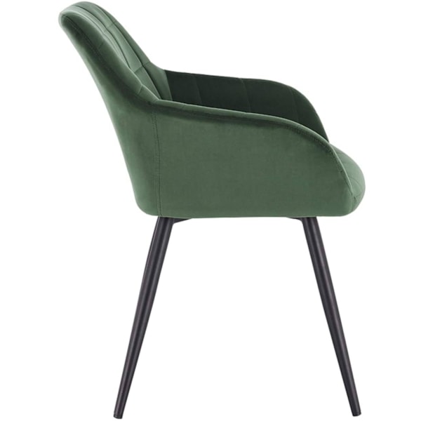 Rootz Set med 4 matstolar - Sammetsfåtöljer - Metallramstolar - Bekväma och ergonomiska - Hållbara och stabila - Snygg design - Mörkgrön - 49cm x 43cm