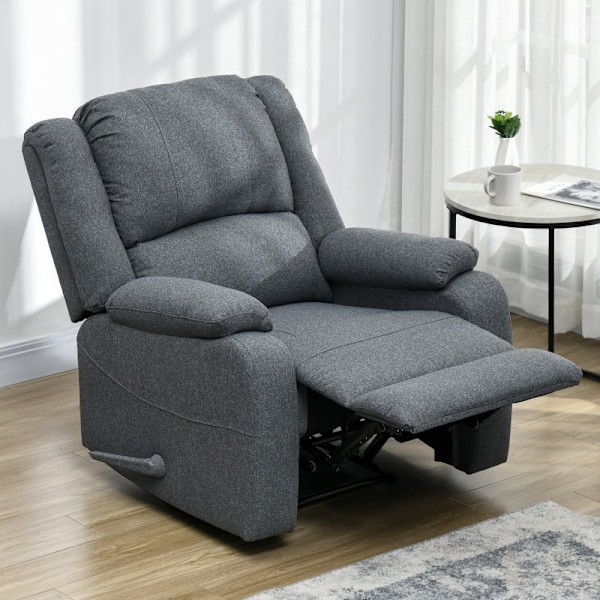 Rootz Hvilestol - Justerbar Lounge Chair - Komfortabel lænestol - Tyk polstring - Stålramme - Mørkegrå - 87cm x 96cm x 98cm
