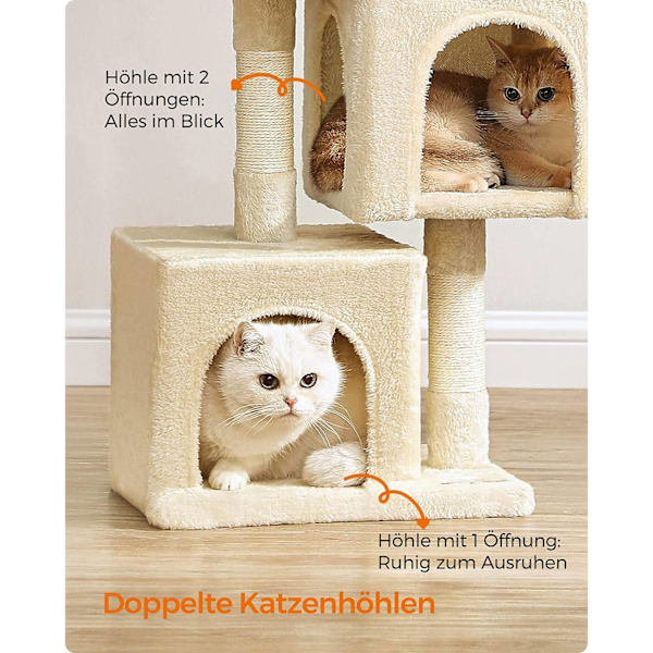 Rootz Cat Skrapstolpe - Kattträd - Kattklätterställning - Spånskivakonstruktion - Plyschöverdrag - Sisalrep - 40cm x 30cm x 67cm