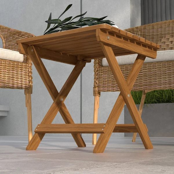 Rootz Fällbord - Sidobord - 2set Trädgårdsbord - Fällbart campingbord - Bord för trädgård & balkong - Acaciaträ - Teak - 45 x 45 x 45 cm