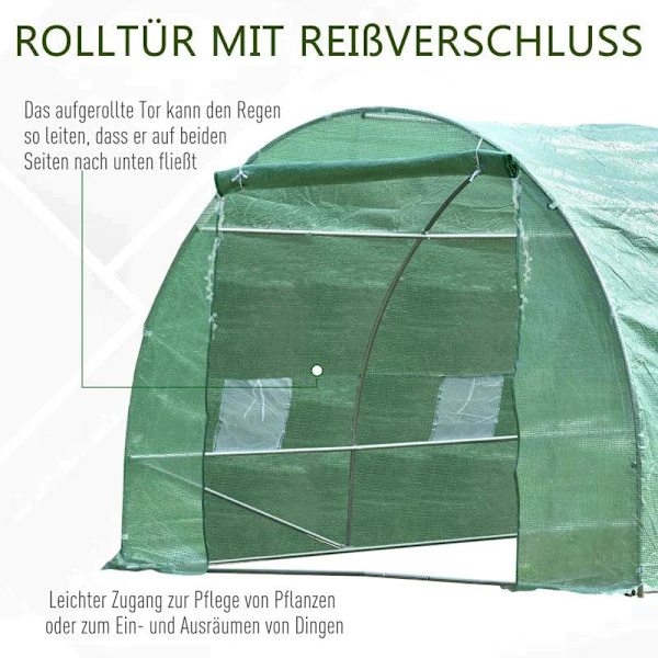 Rootz Folie Drivhus - Tomat Drivhus - Tunnel Kold Ramme - Drivhus - Tomat Folie Drivhus - Grøn - 590 X 300 X 200 CM