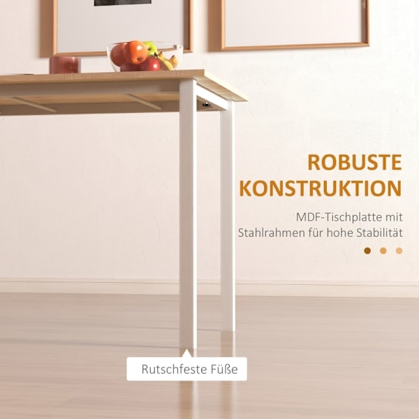 Rootz matbord för 6 personer - Utfällbart bord - Platssparande matbord - Lätt att rengöra - 160L x 70W x 76H cm - MDF och stål