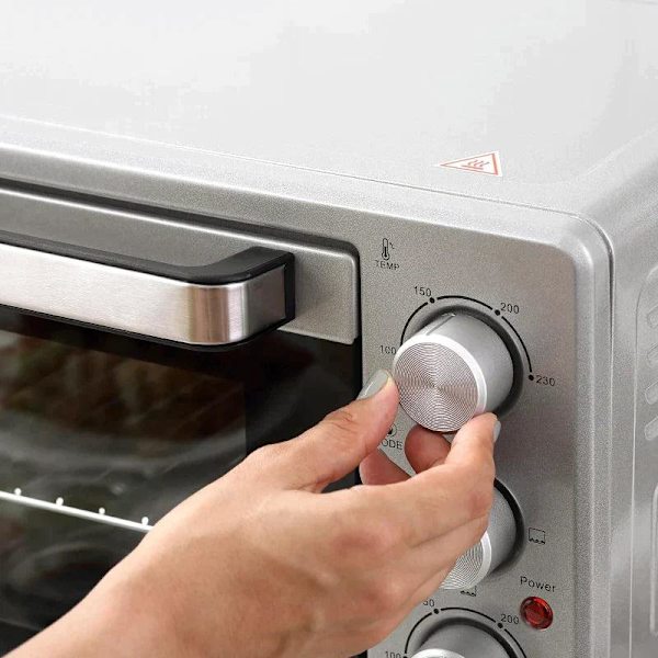 Rootz miniugn - Elektrisk miniugn med slagg droppbricka - Trådställ - Bakplåtshandtag - Metall - Rostfritt stål - Glas - Silver - 52,2 x 38,1 x 33,5 c