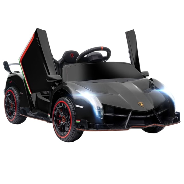 Rootz elektrisk børnebil - Licenseret Lamborghini Veneno - Ride-on bil til børn - Fjernbetjening - Musikafspiller - 111 cm x 61 cm x 45 cm - Sort