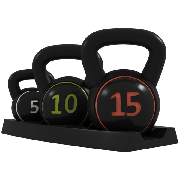 Rootz SPORTNOW Kettlebell Sæt - Styrketræningsvægte - Fitnessudstyr - Ergonomisk håndtag - Slidstærkt plastik - 2,2 kg, 4,5 kg, 6,8 kg - 16 cm x 12 cm