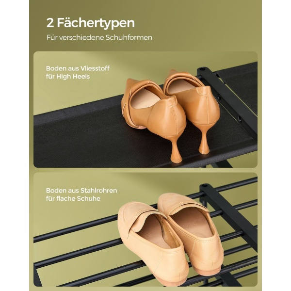 Rootz-kenkätelineen järjestely - Säilytysteline - Kenkäteline - Teräsrunko - Kuitukangashyllyt - PP-muoviliittimet - 29,5 cm x 171,1 cm x 157,6 cm - M