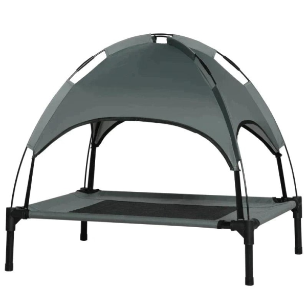 Rootz Pet Bed - Hundeseng - Udendørs hundeseng - Seng med baldakin - UV-beskyttelse - Åndbar - Grå/sort - 76 x 61 x 73 cm