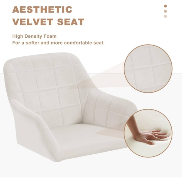 Rootz Velvet Kontorstol - Skrivebordsstol - Drejestol - Højdejusterbar - Ergonomisk design - 58cm x 85cm x 60,5cm