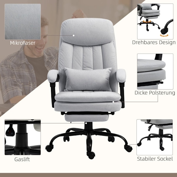 Rootz Hierontatoimistotuoli - Lämpötoiminto - Säädettävä selkänoja - Ergonominen muotoilu - Mikrokuitu - 66cm x 67cm x 118cm