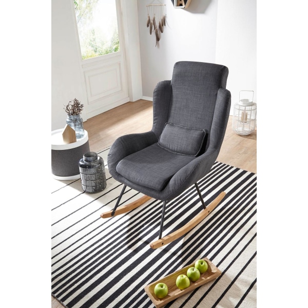 Rootz RocChair Anthracite Design Rentouttava nojatuoli 75 x 110 x 88,5 cm - Nojatuolin kangas - puu - Keinunojatuoli rungolla - Pehmustettu Relax Tuol