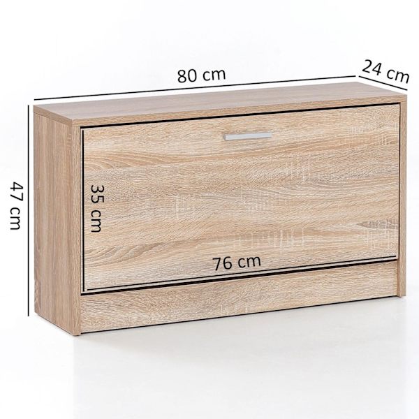 Rootz stativ med sæde Sonoma eg sko tipper træ 80 x 47 x 24 cm - Gulvbank lille lukket - Bænk smal gang med opbevaringsplads - Skoskab enkelt bænk bæn