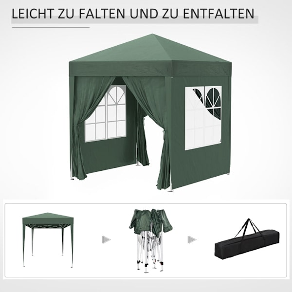 Rootz 2x2m foldepavillon - Pavillon - Øltelt - Hurtig opsætning - UV-beskyttelse - Høj stabilitet - 2L x 2W x 2,4H m - Stål & Oxford stof