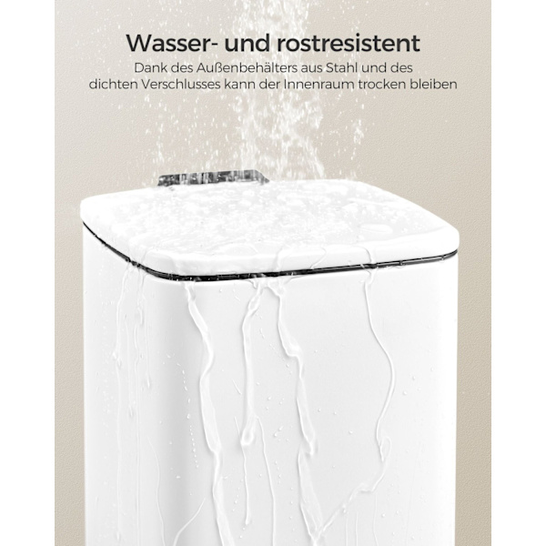 Rootz White Kosmetikspand - Makeup Organizer - Badeværelset skraldespand - Stål ydre beholder - PP plastik Indvendig spand - ABS plastik Base - 23,9 c