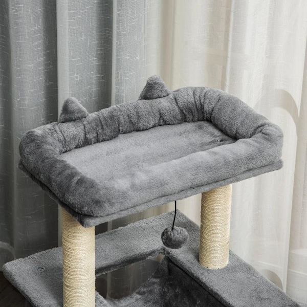 Rootz Cat Tree - Raaputuspylväs riippumatolla - Leikkipuu - Kissaluola - Kissan kiipeilypuu - Pehmo sisal - Harmaa - 48L x 48L x 90K cm
