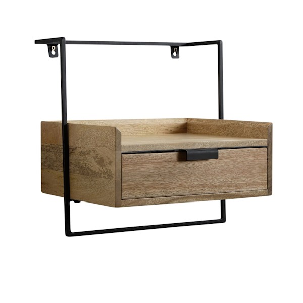 Rootz Modern Design Nattduksbord - Sängbord - Väggmonterat Nattduksbord - Ljus valnöt - 44cm x 45cm x 35cm