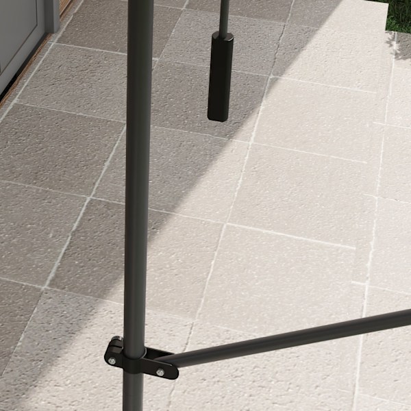 Rootz fristående manuell terrass markis - balkong markis - utdragbar markis - UV30+ skydd - 2,5 m x 1,2 m x 2,1-3 m