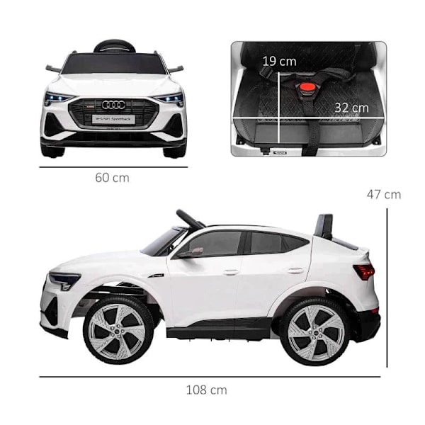 Rootz børnekøretøj - børnekøretøj - børne elbil - 3 gears legetøjsbil - elektrisk børnebil - med fjernbetjening - plastik/metal - hvid - 108 x 60 x 47