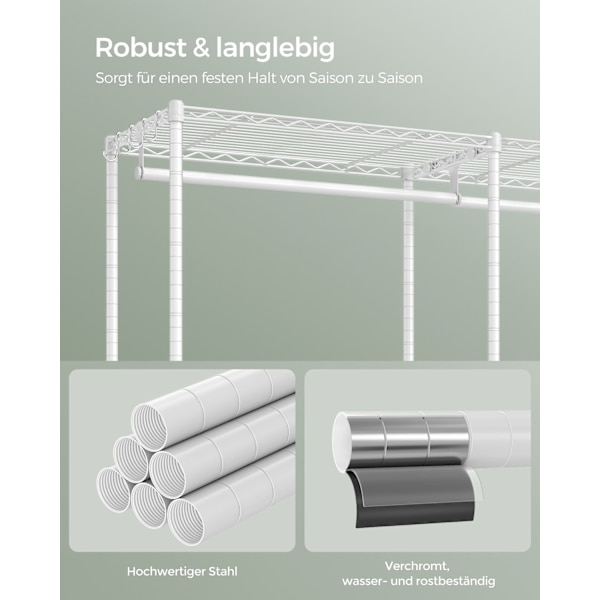 Rootz Steel Tøjstativ - Tøjstativ - Garderobeskabe - Cloud White - Heavy Duty - Rummelig - 40cm x 175cm x 180cm