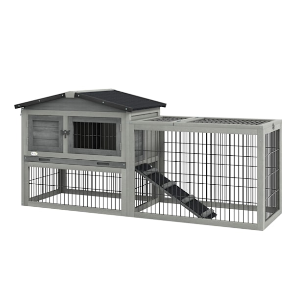 ROOTZ GULV -STÆGT RABBIT STABEL - BUNNY HUS - Udendørs kabinet - Solid træ - 150 x 52 x 68 cm - Holdbar og rummelig