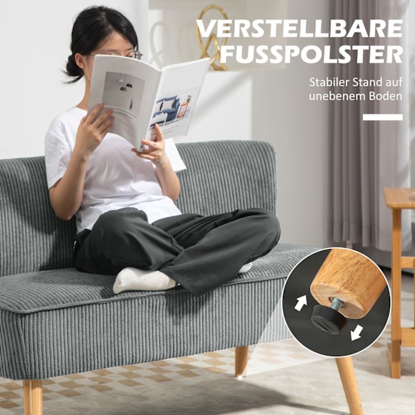 Rootz 2 -sædet polstret sofa - Loveseat - Compact Couch - Komfortabel polstring - 117 x 56,5 x 77 cm - Grå