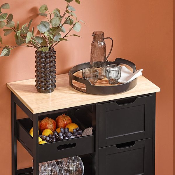 Rootz-säilytyskaappi - Lipasto - Järjestäjä - MDF ja mänty - 67cm x 84,5cm x 37cm - Siirrettävä pyörillä - Saatavilla 3 väriä