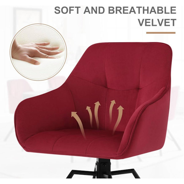 Rootz vridbar matstol - Roterande stol - Ergonomisk stol - 360° vridbar, bekväm design, robust konstruktion - sammet och metall - 58,5 cm x 82,5 cm x