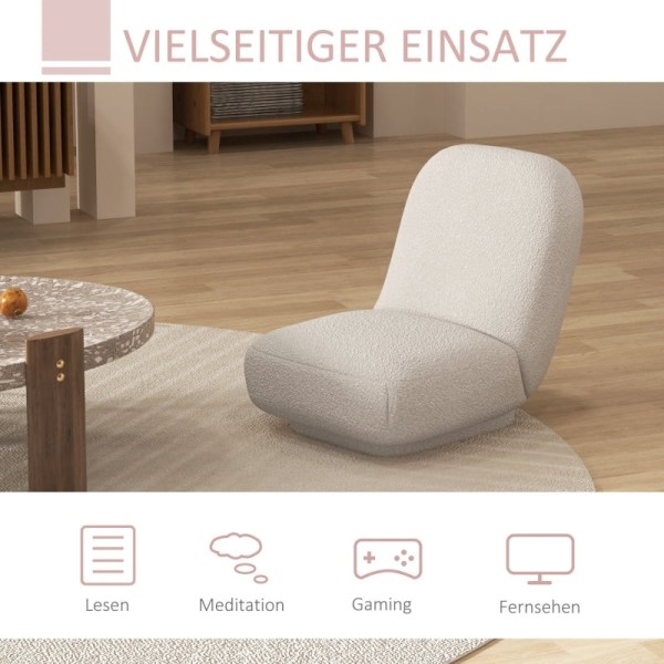 Rootz Floor Chair - Gaming Chair - Læsestol - Ultimativ komfort - Alsidig brug - Stilfuldt design - 56 cm x 76,5 cm x 66 cm - Lammeuldslook - Hvid