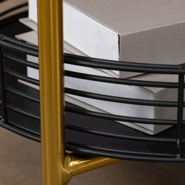 Rootz Sidebord - 2-i-1 Design - Industrielt Design - Serveringsbakke + Sidebord 1 Hylde - Stål - Guld + Sort - 43L x 45W x 61,5H cm