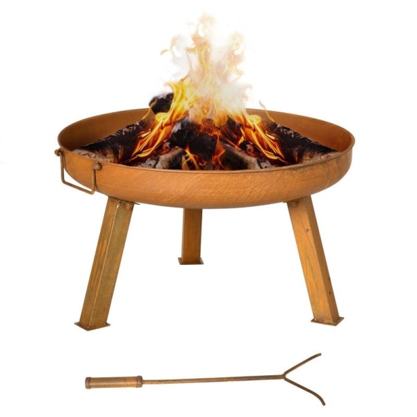 Rootz Eldskål - Eldskål med gjutna hål - Iron Fire Pit - Rostbrun - 71cm x 60cm x 36cm