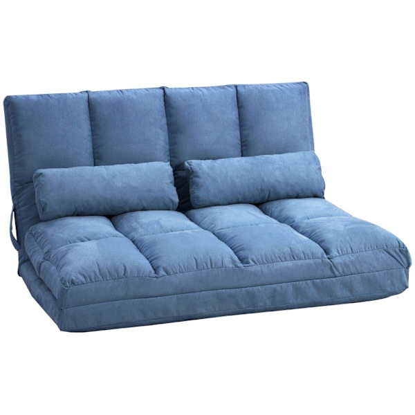 Rootz-lattiavuodesohva - Säädettävä selkänoja - Samettikangas - 2-in-1-design - Erittäin mukava - Kestävä teräsrunko - 102cm x 73cm x 60cm - Sininen