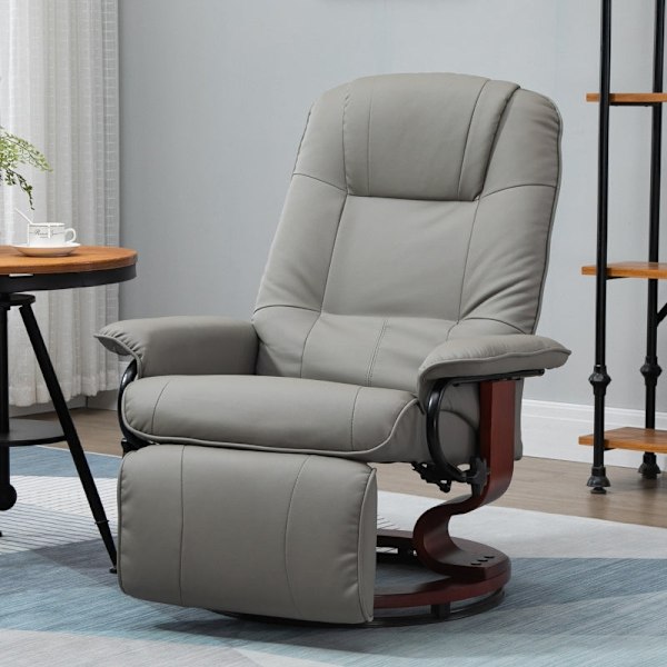 Rootz Swivel Recliner Stol - TV-stol - Manuellt fotstöd - konstläder - 78cm x 87cm x 100cm