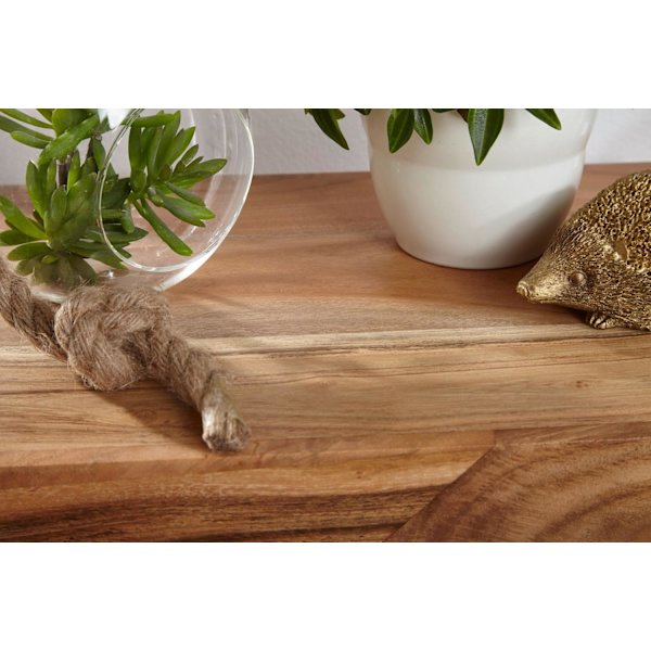 Rootz sidebord massivt træ akacie E Cube 60 cm højt stuebord design brunt sofabord i landlig stil