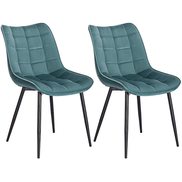 Rootz Set med 2 matstolar - Sammetssits - Turkos metallben - Ergonomiskt & hållbart - Halkskydd och golvskydd - 46 x 40,5 cm Sitsstorlek