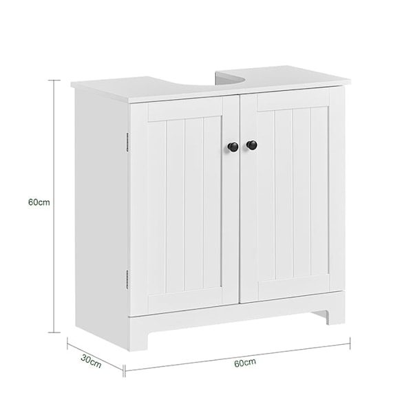 Rootz Vask Underskab - Badeværelsesvask - Opbevaringsskab - Magnetisk låsning - Justerbar hylde - MDF Konstruktion - 60cm x 60cm x 30cm