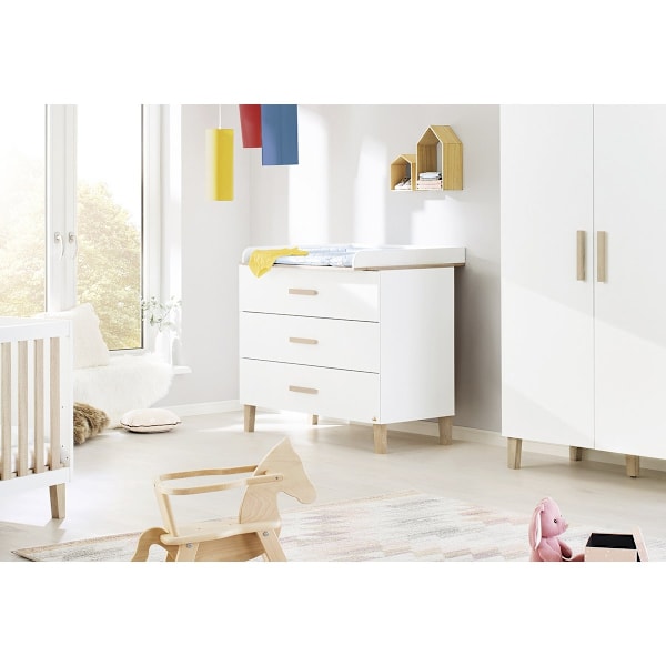 Rootz Lumi bred pusleenhed - Babykommode - Børnehave - Alsidigt design - 110 cm x 77 cm/56 cm x 101 cm, skiftehøjde 93 cm
