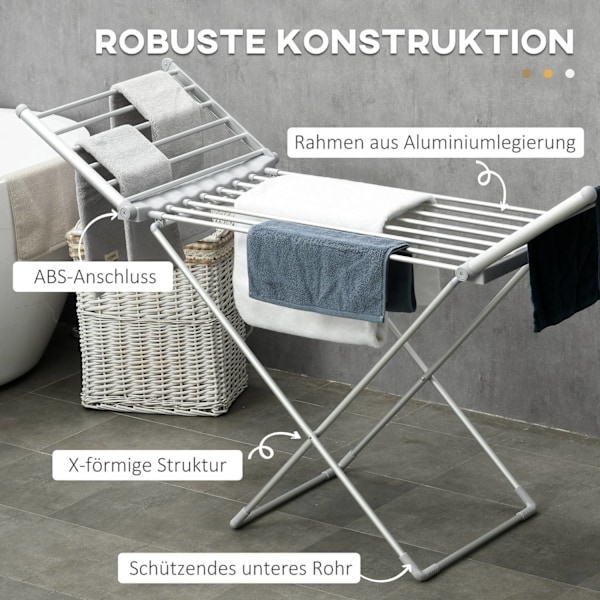 Rootz uppvärmd elektrisk tvättställ - torkställ - vikbart klädställ - sparar torktid - 144L x 53b x 91h cm