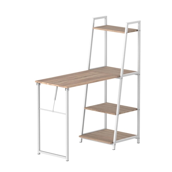 Rootz Desk - Foldable Desk - Bookcase - 4 Levels - Computer Desk - Processed Wood - Metal - White - Oak
