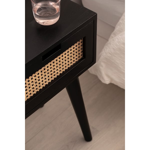 Rootz Modern Sengebord - Natbord - Skuffeskab - Wienerfletning - Håndlavet - Naturligt trækorn - 40cm x 60cm x 30cm
