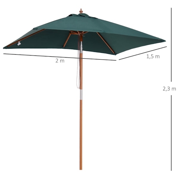 Rootz Foldbar Haveparaply - Strandparasol - Justerbar parasol - Robust grantræ - UV-resistent polyester - 200 x 150 x 235 cm