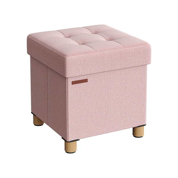 Rootz Pastelli Pink Istuinarkku - Säilytys ottomaanit - Jalkarahi - Pellavajäljitelmä - Vaahtomuovipehmuste - MDF-rakenne - 38cm x 38cm x 40cm - 3,5kg