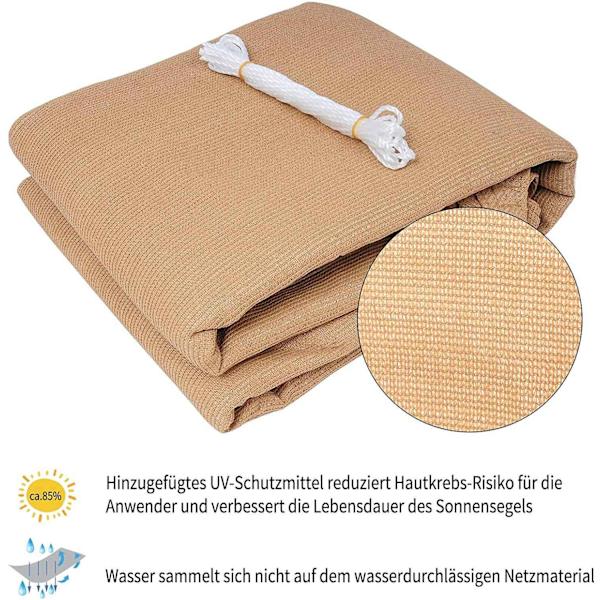 Rootz Premium HDPE Sun Sail - Skyggesejl - Privacy Screen - UV-beskyttelse - Rivefast - Nem installation - 4m x 4m