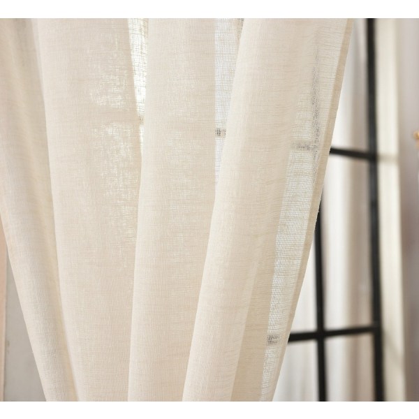 Rootz Transparent Gardiner - Draperier - Fönsterbeklädnader - Fönsterbeklädnader - Sheers - Paneler med linnelook - Rumsaccenter - Kräm - 140x225cm
