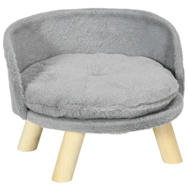 Rootz Pet Bed för hundar och katter - Mjuk och tvättbar kudde - Skyddskant - Grå - 40,5 x 40,5 x 33 cm