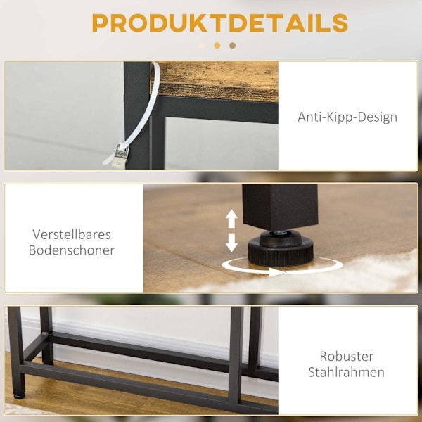 Rootz konsolbord - Sofabord - Entrébord - Industrielt design - Metal og spånplader - 120 cm x 23 cm x 75 cm