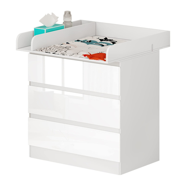 Rootz babyskifteløsning - Nursery nødvendighed - Bleglæde - Babypleje Essential - Hvid og blank - Pladsbesparende design - Kompakte dimensioner
