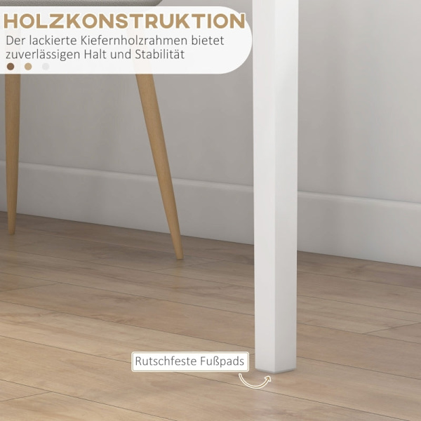 Rootz Køkkenbord - Spisebord - Firkantet bord - Moderne Design - Massivt fyrretræ - 75cm x 75cm x 76cm - Hvid