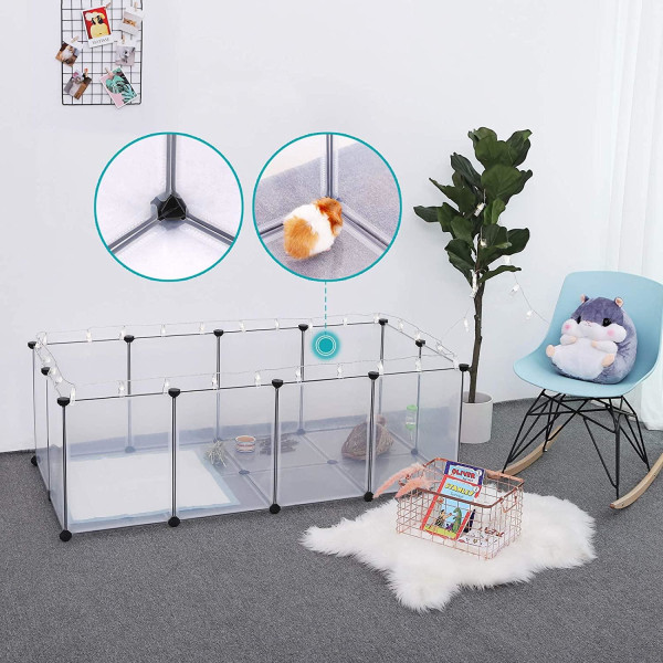 Rootz Animal Run - Rabbit Run - Rodent Run - Transparent - 143 x 73 x 46 cm