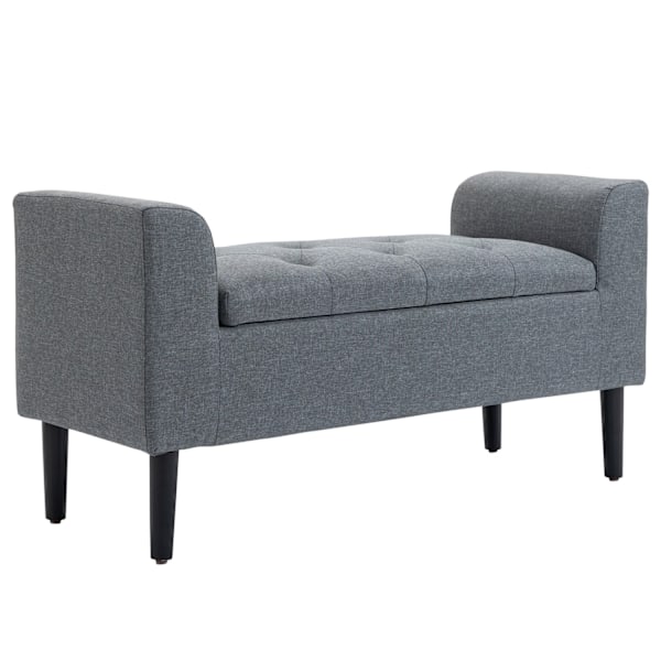 Rootz -bænk med opbevaring - polstret bænk - linned - rigelig opbevaringsplads - 116 x 44 x 58 cm - Grå